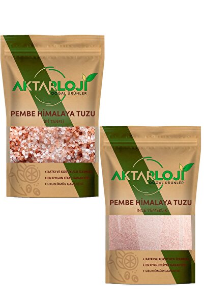 aktarloji Pembe Himalaya Tuzu Seti 1 Kg ( 500 Gr Iri Pembe + 500 Gr Ince Yemeklik Pembe )