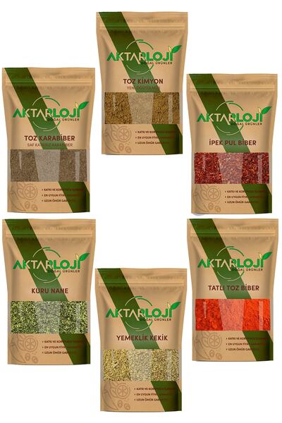 aktarloji 6 'lı Baharat Avantaj Seti ( Karabiber - Kekik- Pulbiber- Nane - To...