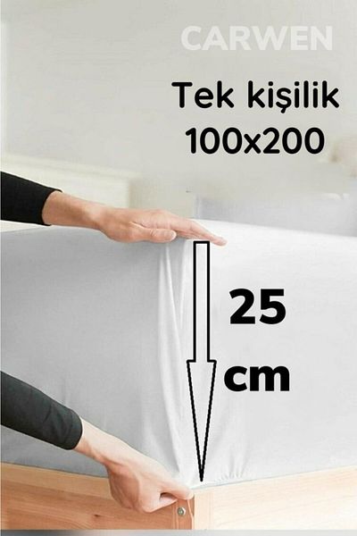CARWEN TEKSTİL طقم ملاية سرير مفرد مرنة من قماش القطن من رانفورس 100x200