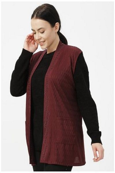 N.Y.YILDIZ Star Self Patterned Sanding Jewelled Beaded Mother Vest