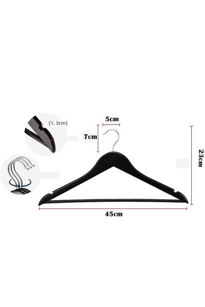 Transformacion 10-Piece Luxury Black Clothes Coat Hangers - Ergonomic & Non-Slip Plastic Hanger Set - Wood Look