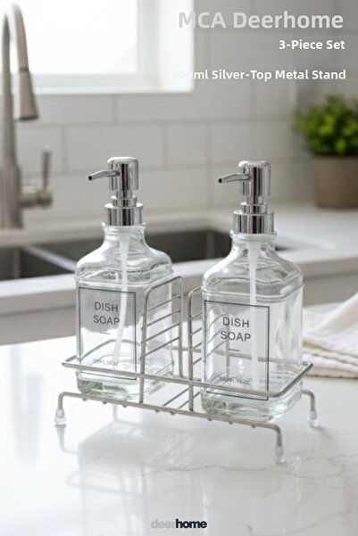 MCA Deerhome Σετ μοντέρνου γυάλινου διπλού δοσομετρητή υγρού σαπουνιού & δοσο...