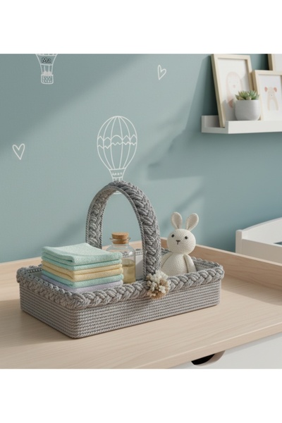 FNT سلة أطفال محبوكة بمقبض كبير 32*42 سم، باستثناء المحتويات التي تأتي في علب...