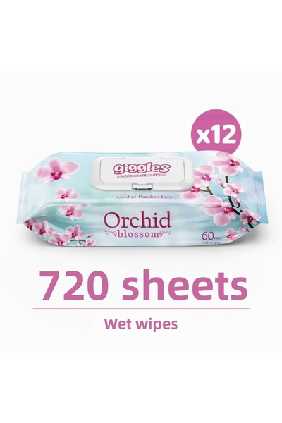 giggles مناشف مبللة معطرة بالأوركيد 12 عبوة تحتوي على 60720 منديل
