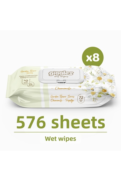 giggles مناديل مبللة معطرة بالبابونج 8 عبوات تحتوي على 72 منديلًا، 576 منديل