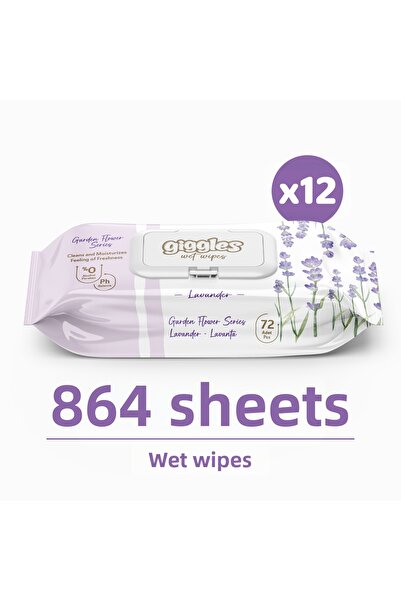 giggles مناديل مبللة معطرة باللافندر 12 عبوة تحتوي على 72864 منديل