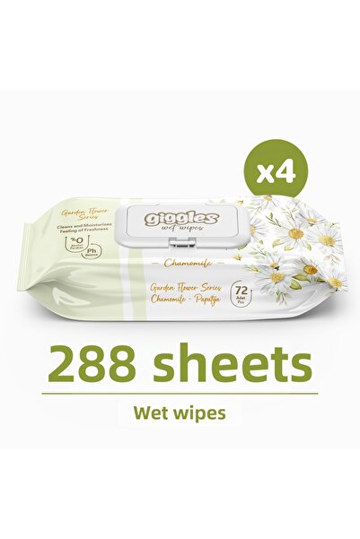 giggles مناديل مبللة معطرة بالبابونج 4 عبوات تحتوي على 72 منديل 288 قطعة