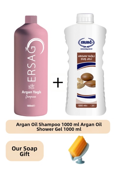Ersağ Argan Oil Shampoo 1000Ml-Argan Oil Shower Gel1000Ml - Our Soap Dispense...