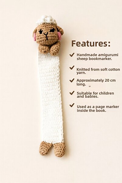 Handmade علامة كتاب على شكل خروف أميجورومي مصنوعة يدويًا - تصميم محبوك لطيف و...