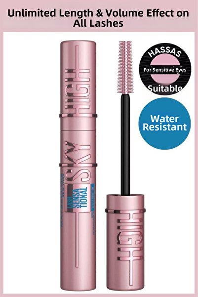 Maybelline New York Rimel rezistent la apă Lash Sensational Sky High 7.2ml. Extras din set de 3 bucati.