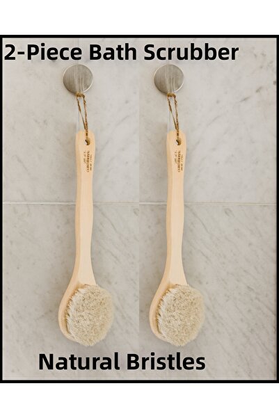 MADAMENATUREL فرشاة ظهر للحمام طبيعية 100% مكونة من قطعتين (طين الحصان)