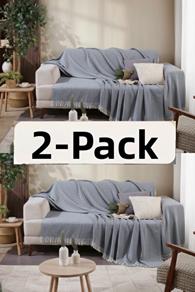 Miracolo Home Pack of 2 Cotton Front Fringed 170X210 Sofa Cover