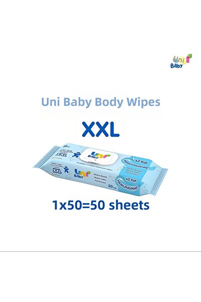 Uni Baby مناديل تنظيف الجسم 50 منديل مقاس XXL (5 قطع)