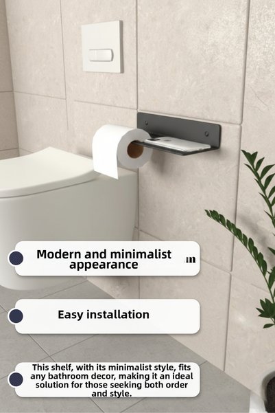 Grandmix Metal Bathroom Shelf and Toilet Paper Holder Modern Design 28 cm