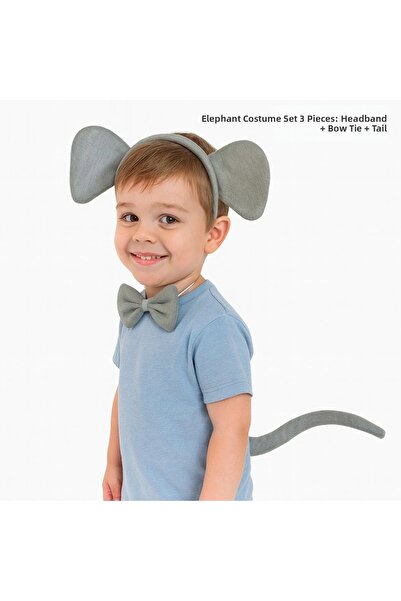 Store Elephant Costume Accessory Set 3 Pieces - Crown Bow Tie Tail