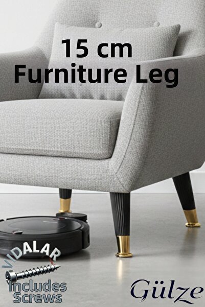 GÜLZE (15 cm) Gold Lug -Breathable Model- Furniture Leg (Furniture Leg, Cabinet, Sofa, Tv Unit Leg)