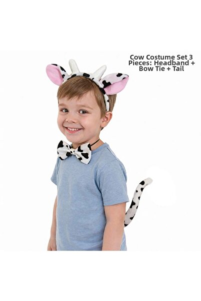 Twin Store Cow Costume Accessory Set 3 Pieces - Crown Bow Tie Tail