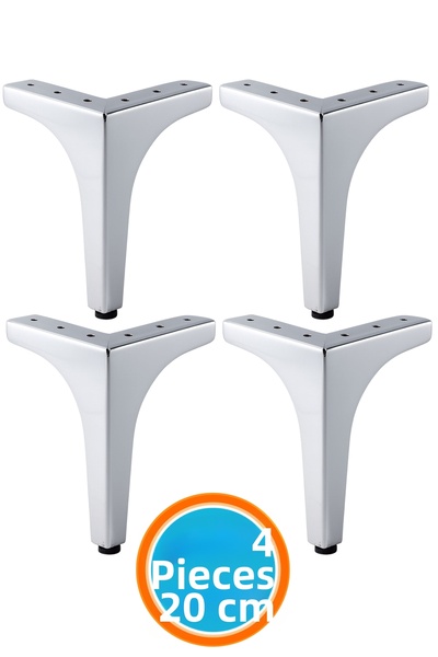 NZB Furniture Leg Modern Sofa Durable Triangle Unit Leg Legs 20 cm (4 Pieces) Silver Chrome Metal