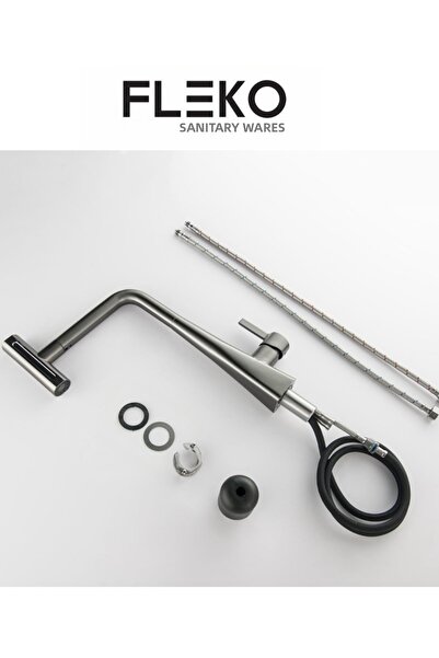 FLEKO BATARYA Madamestone Akış Mod Spiral Kitchen Faucet Anthracite