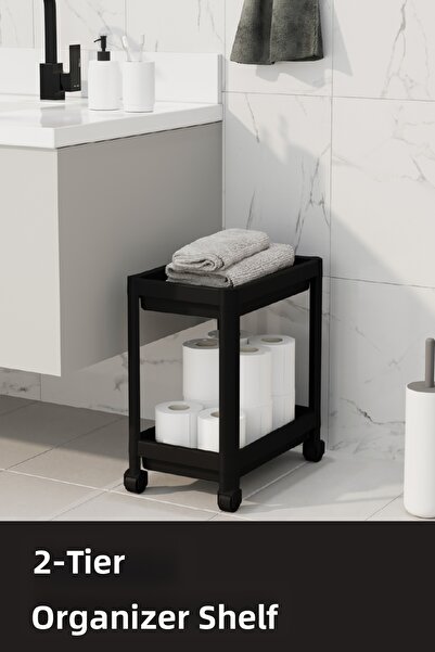 Vienev Μαύρη 2 επιπέδων κυλιόμενη οργάνωση - Ράφι για μπάνιο, κουζίνα και κάτ...