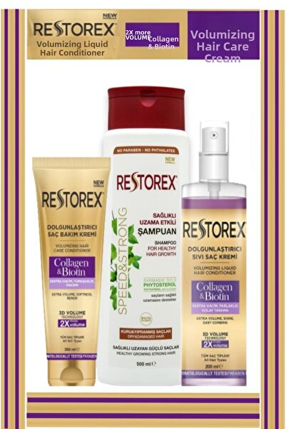 Restorex Set de îngrijire a părului din 3 piese cu colagen și biotină pentru păr uscat și deteriorat