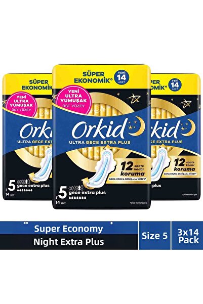 Orkid Ultra Extra Four Pack Night Extra Plus 14 Pieces X3