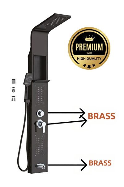 HTM Yapı Stainless Steel Black Shower Panel, Robot Shower, Shower, Shower Spr...