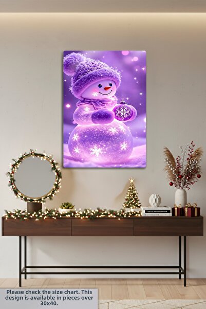 DekorHane Metal Print - Christmas Design with Neon, Santa Claus, Snowman, Dee...