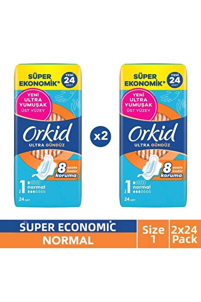 Orkid Ultra Normal (Size 1) 24 Pieces Super Economical Sanitary Pads X2