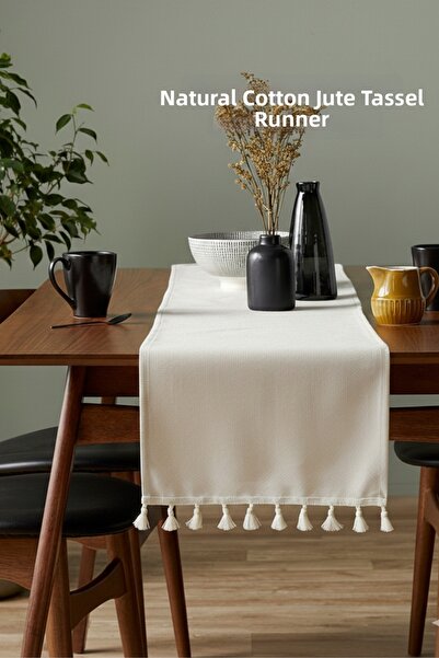 OTEXSA Runner natural cu ciucuri din bumbac și in 40x150cm