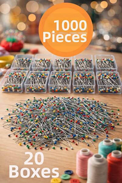 nistabolje 20 cutii (1.000 bucăți) ace pentru hijab, ace colorate pentru eșar...
