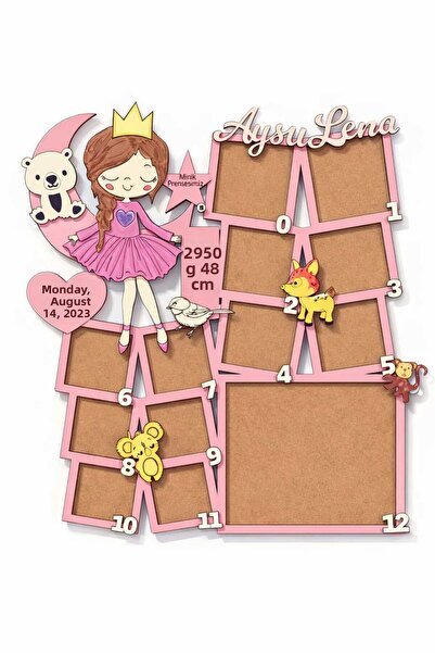 M.ART DEKORASYON Baby Newborn Monthly Photo Tracking Chart Frame