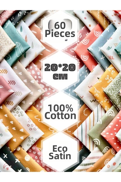 FabricMarket 60 τεμάχια 20x20 εκ. 100% βαμβακερό ύφασμα σατέν συνονθύλευμα – ...