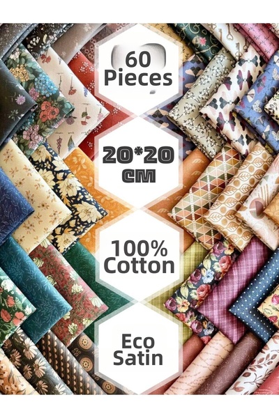 FabricMarket 60 τεμάχια 20x20 εκ. 100% βαμβακερό ύφασμα σατέν συνονθύλευμα – ...