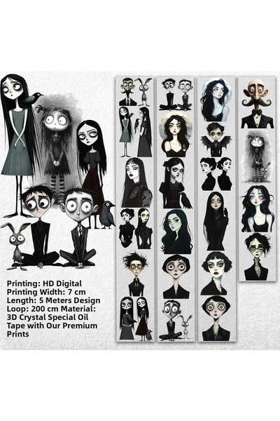 Onwize شريط PET بتصميم عائلي قوطي |   ملصقات غوتيك للألبومات والدفاتر الترفيهية