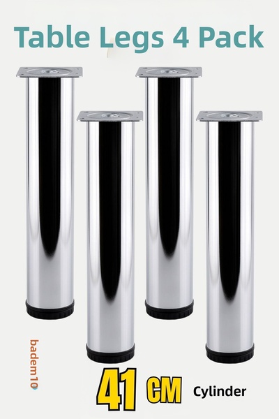 Badem10 Chubby 4Pcs Chrome 41cm Silver 60mm Metal Coffee Table Desk Leg Furniture Support Riser Foot Model