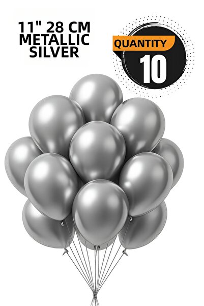 FESTİLO Metallic Balloon 11 Inch 28 cm 10 Pieces Party Birthday Celebration D...