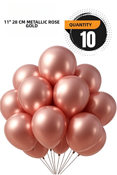 FESTİLO Metallic Balloon 11 Inch 28 cm 10 Pieces Party Birthday Celebration D...