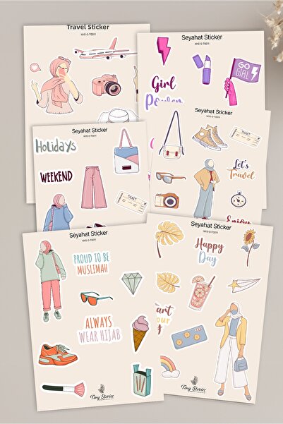 tinystoriestr مجموعة ملصقات بتصميم السفر - 6 قطع / مفكرة، دفتر ملاحظات، مجلة ...