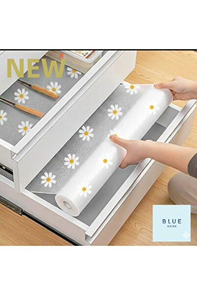 Blue Home باباتيا ديزاين - بطانة رف غير قابلة للانزلاق - حصيرة درج للمطبخ والثلاجة والخزائن، 45 × 10