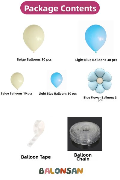 Balonsan مجموعة بالونات 80 قطعة (أزرق فاتح - رمال البحر)