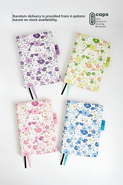 caps office Floral Patterned A5 Notebook – 200 Pages, Pastel Design, Suitable...