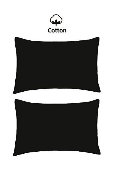SUVAY 2-Piece Pillowcase Black Cotton Cover 50X70 cm