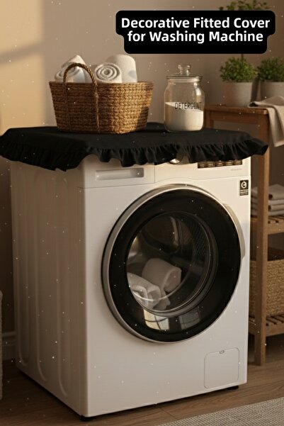 Joyrose غطاء غسالة ملابس مكشكش بتصميم عتيق - غطاء زخرفي للحمام