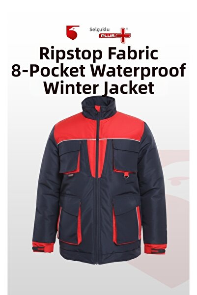 Selçuklu Plus معطف عمل عاكس مقاوم للماء - مصنوع من قماش مقاوم للتمزق، متعدد ا...