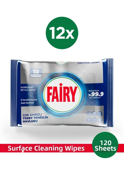 Fairy Platinum Surface Cleaning Towel 10 Sheets 12 Pieces |   White Vinegar & Baking Soda