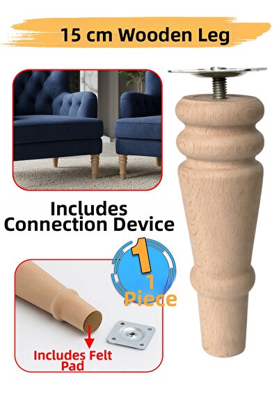 Badem10 Bohemian 15 cm Natural Unpainted Wooden Leg (1 Piece) Cylinder Furnit...