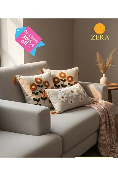 zera collection غطاء وسادة مزخرف بتطريز عصري مكون من قطعتين