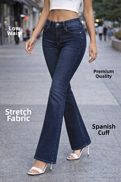 CEDY DENIM Pantaloni de înaltă calitate pentru femei, cu 5 buzunare, talie joasă, pantaloni skinnyfit elastici C619-albastru închis