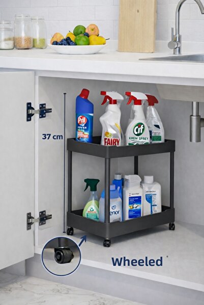 Mim Life 2 Tier Wheeled Organizer Detergent Dispenser for Kitchen, Bathroom S...